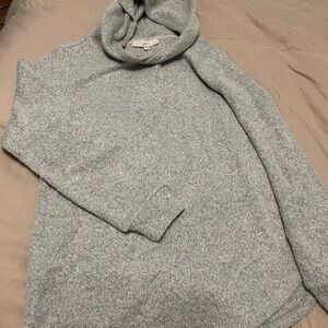LOFT Heather Gray Tunic Sweater with Hood